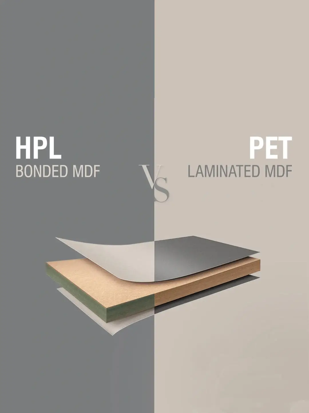 Comparison of HPL vs PET lightweight composite boards for campervan furniture